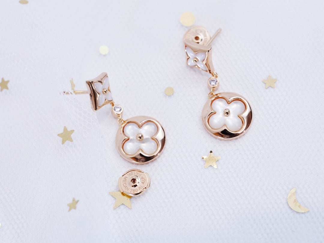 [Resenly Jewelry]STAR AND SUN PINK GOLD MOP DROP EARRINGS