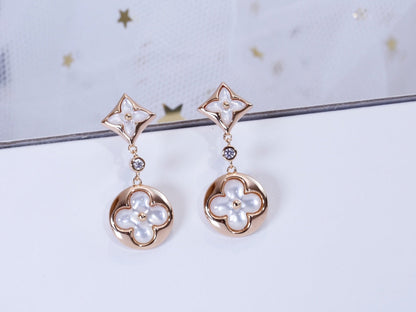 [Resenly Jewelry]STAR AND SUN PINK GOLD MOP DROP EARRINGS