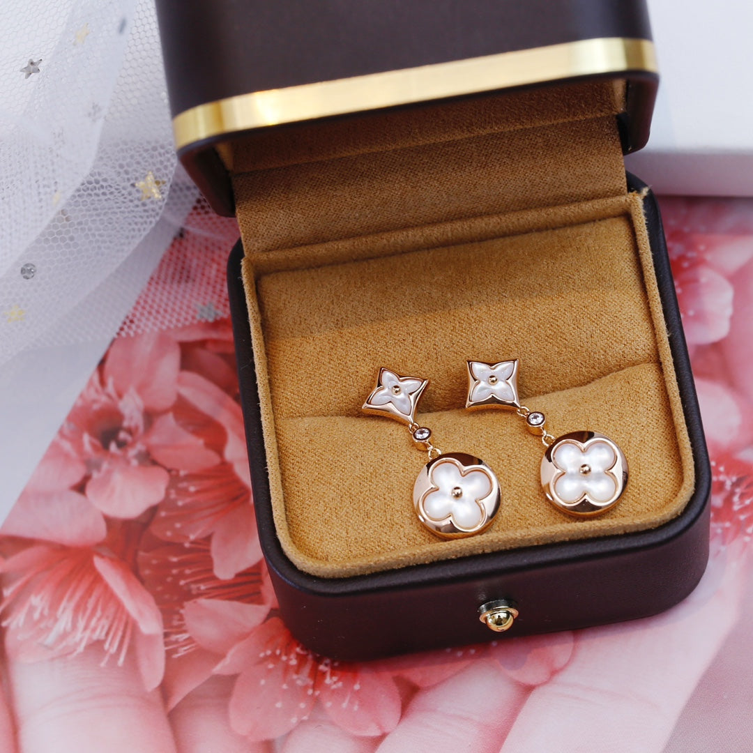 [Resenly Jewelry]STAR AND SUN PINK GOLD MOP DROP EARRINGS
