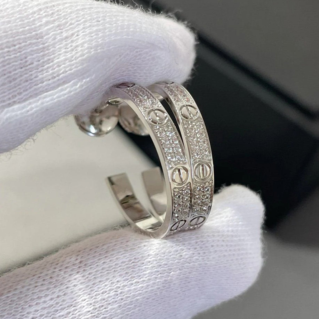 [Resenly Jewelry]LOVE EARRINGS 3.6MM DIAMOND PAVED