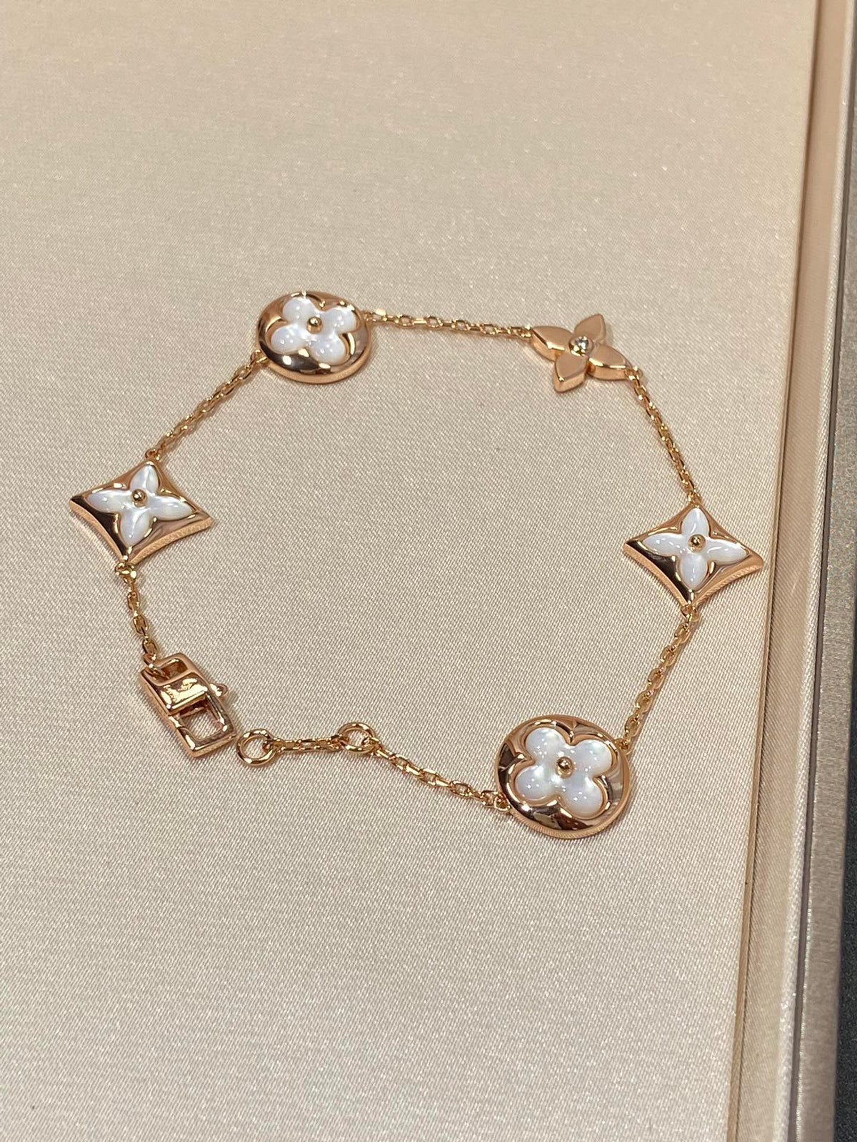 [Resenly Jewelry]STAR AND SUN 5 MOTIF MOP PINK GOLD BRACELET