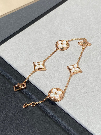 [Resenly Jewelry]STAR AND SUN 5 MOTIF MOP PINK GOLD BRACELET