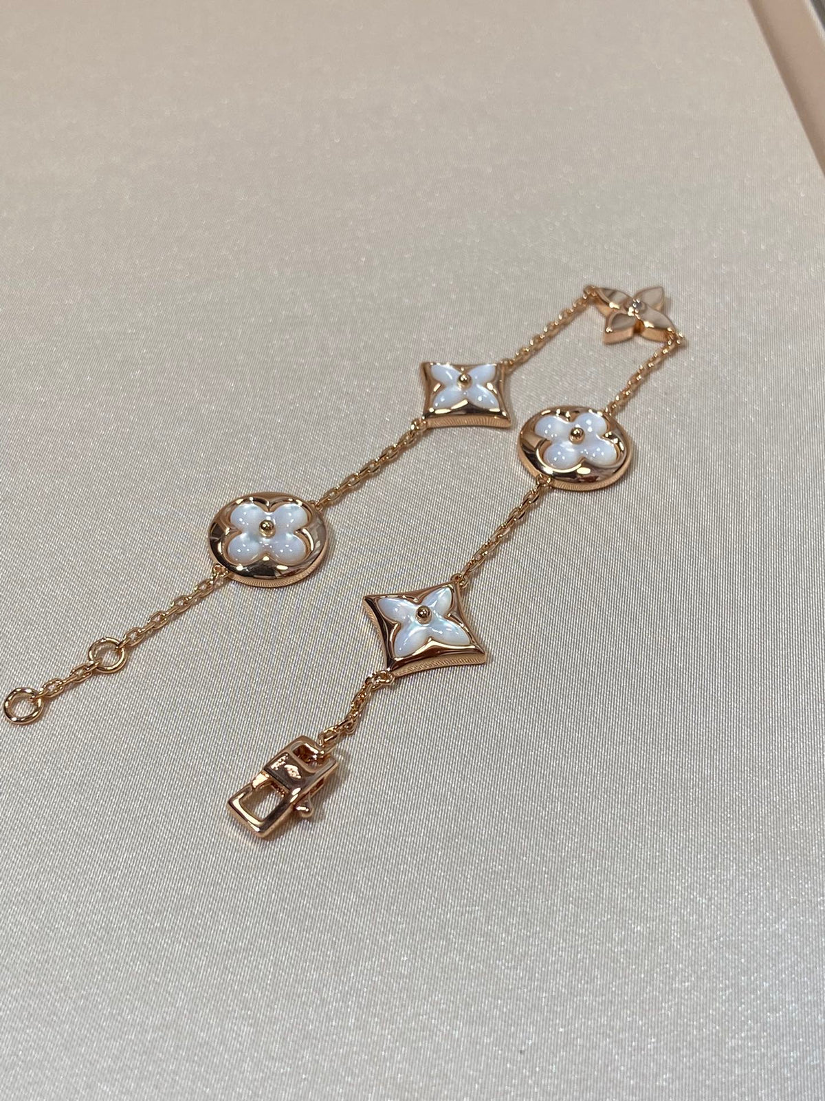 [Resenly Jewelry]STAR AND SUN 5 MOTIF MOP PINK GOLD BRACELET