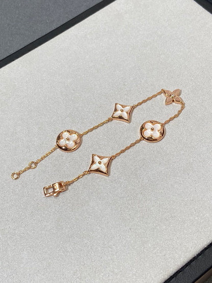[Resenly Jewelry]STAR AND SUN 5 MOTIF MOP PINK GOLD BRACELET