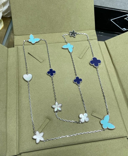 [Resenly Jewelry]LUCKY CLOVER SILVER 11 MOTIF NECKLACE