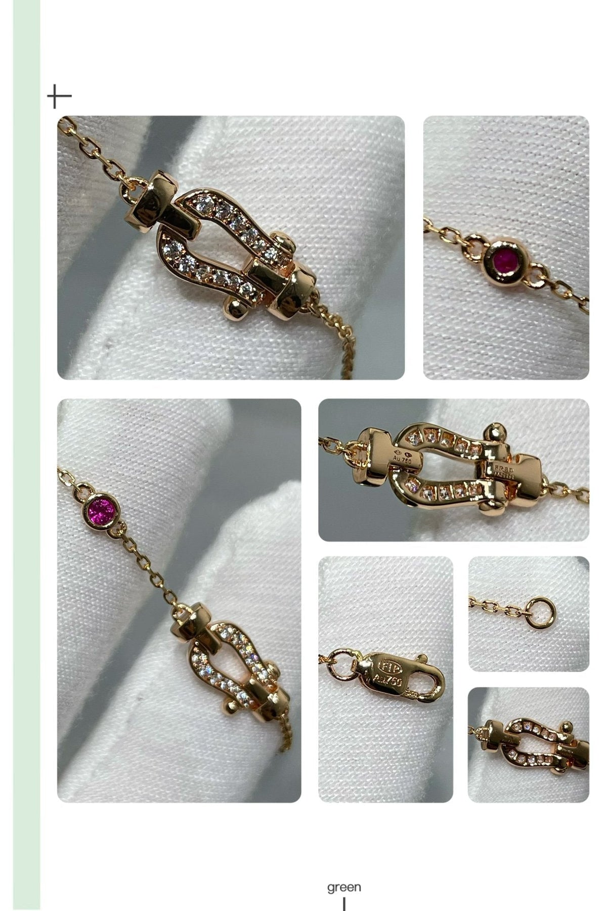 [Resenly Jewelry]FORCE 10 DIAMOND CHAIN LINK PINK GOLD BRACELET
