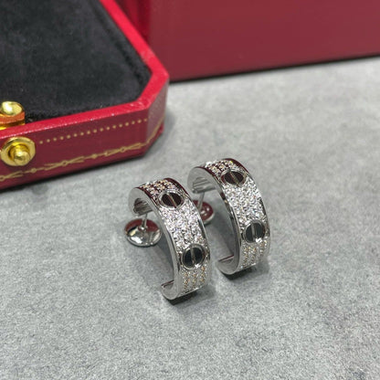 [Resenly Jewelry]LOVE CERAMIC DIAMOND PAVED SILVER EARRINGS