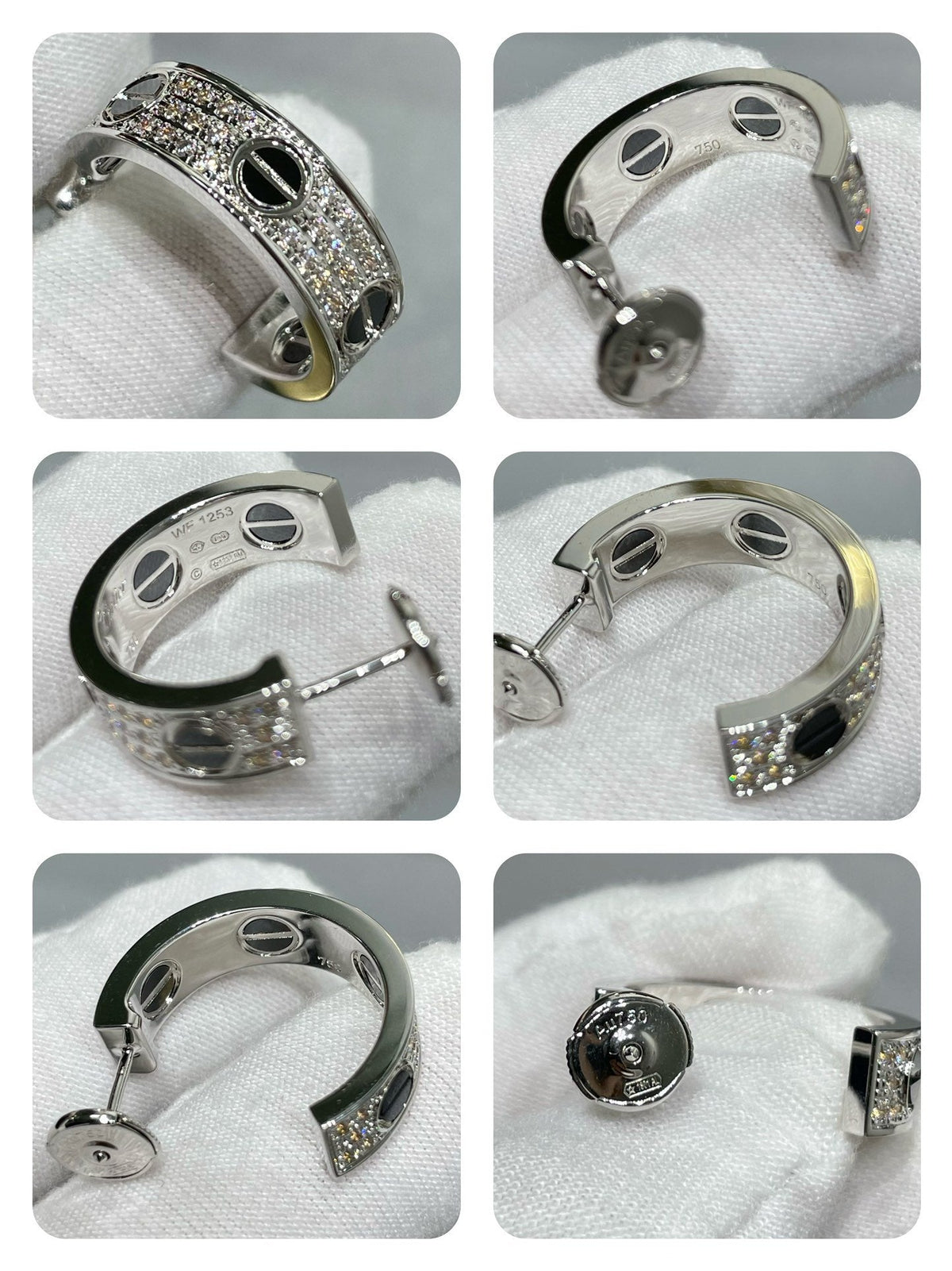 [Resenly Jewelry]LOVE CERAMIC DIAMOND PAVED SILVER EARRINGS
