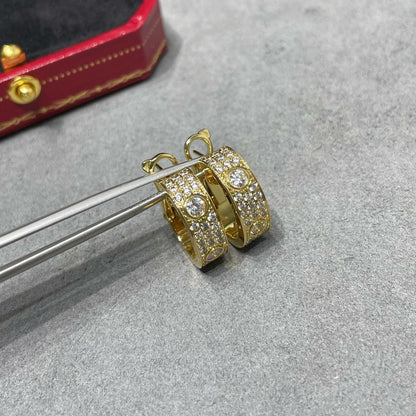[Resenly Jewelry]LOVE 5.5MM DIAMOND PAVED EARRINGS
