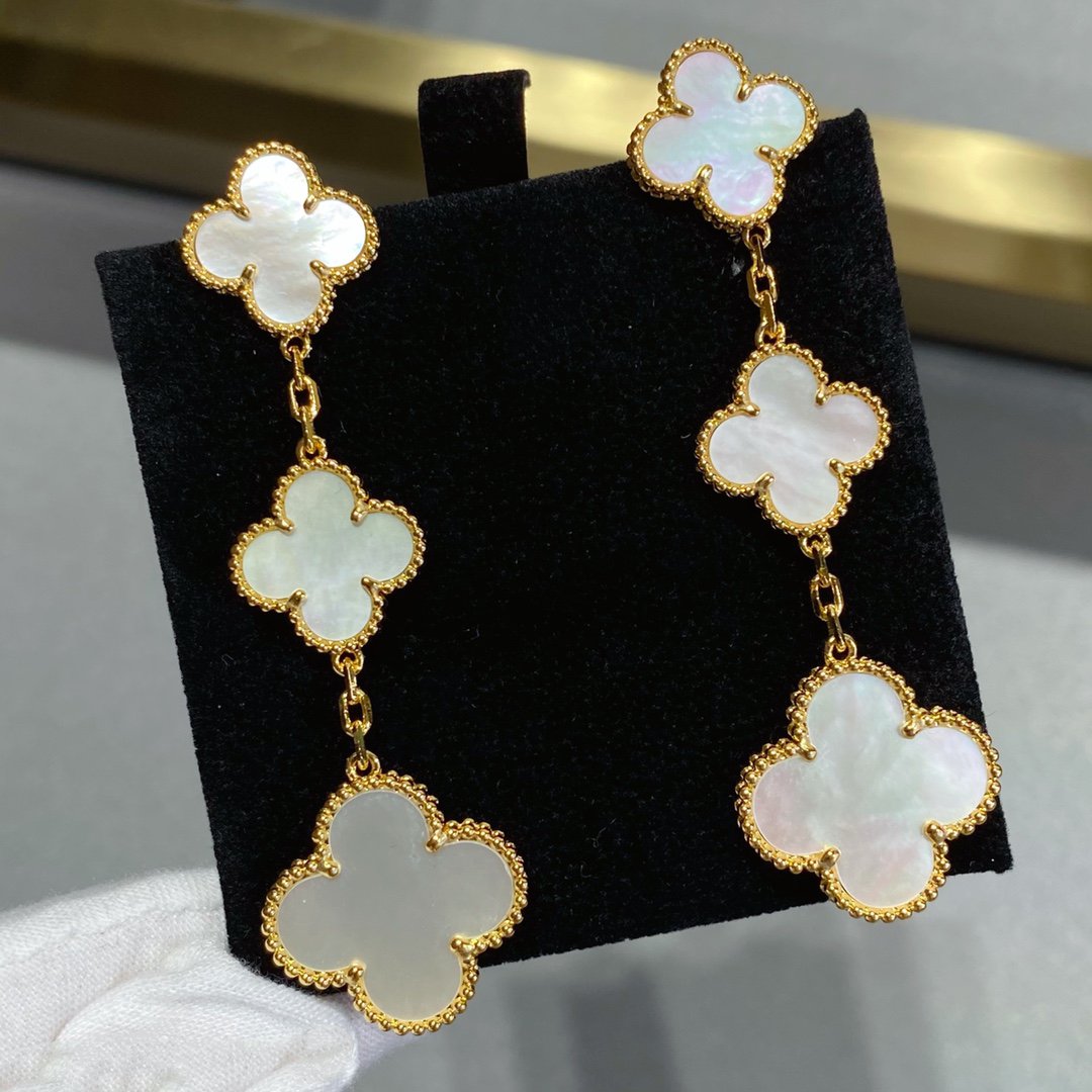 [Resenly Jewelry] クローバーMOP 3モチーフ ゴールドイヤリング