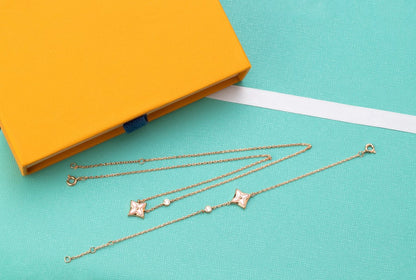 [Resenly Jewelry] スターピンクMOP 1ダイヤモンド ピンクゴールドネックレス