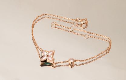 [Resenly Jewelry] スターピンクMOP 1ダイヤモンド ピンクゴールドネックレス