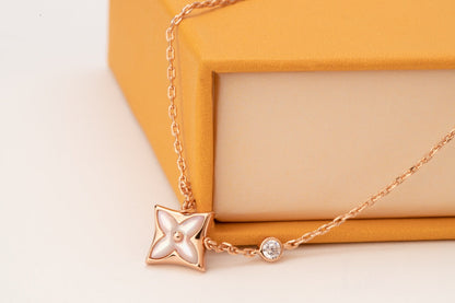 [Resenly Jewelry] スターピンクMOP 1ダイヤモンド ピンクゴールドネックレス