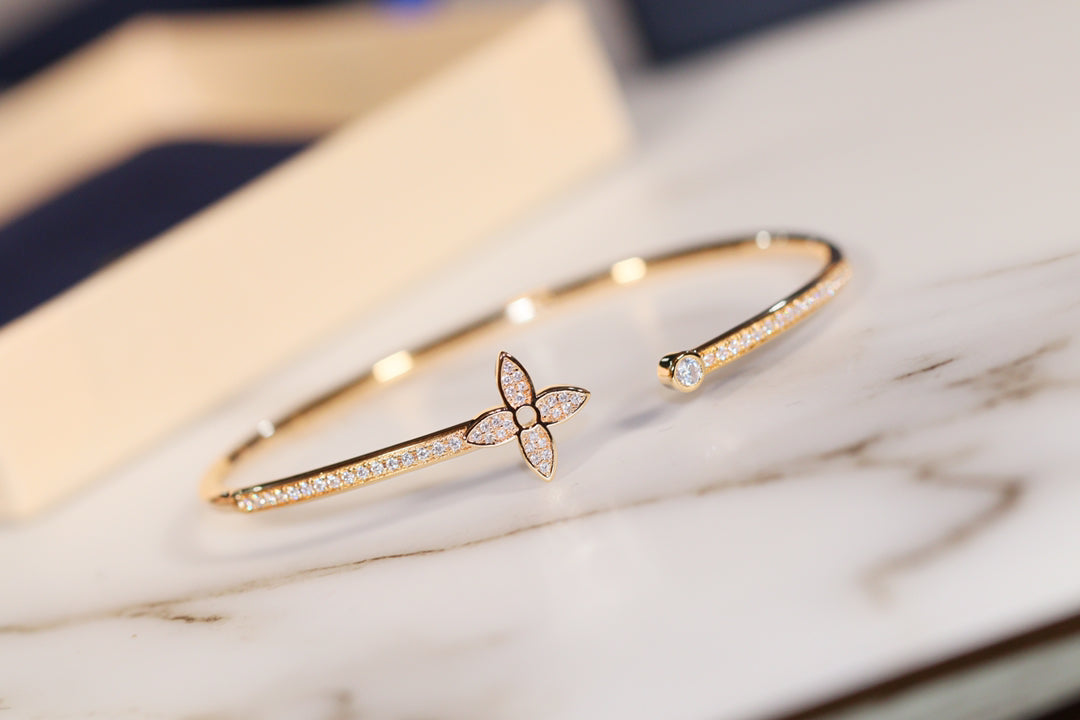 [Resenly Jewelry]IDYLLE GOLD OPEN BRACELET DIAMOND PAVED