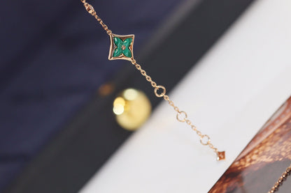 [Resenly Jewelry]STAR AND SUN 4 MOTIF PINK GOLD MALACHITE BRACELET