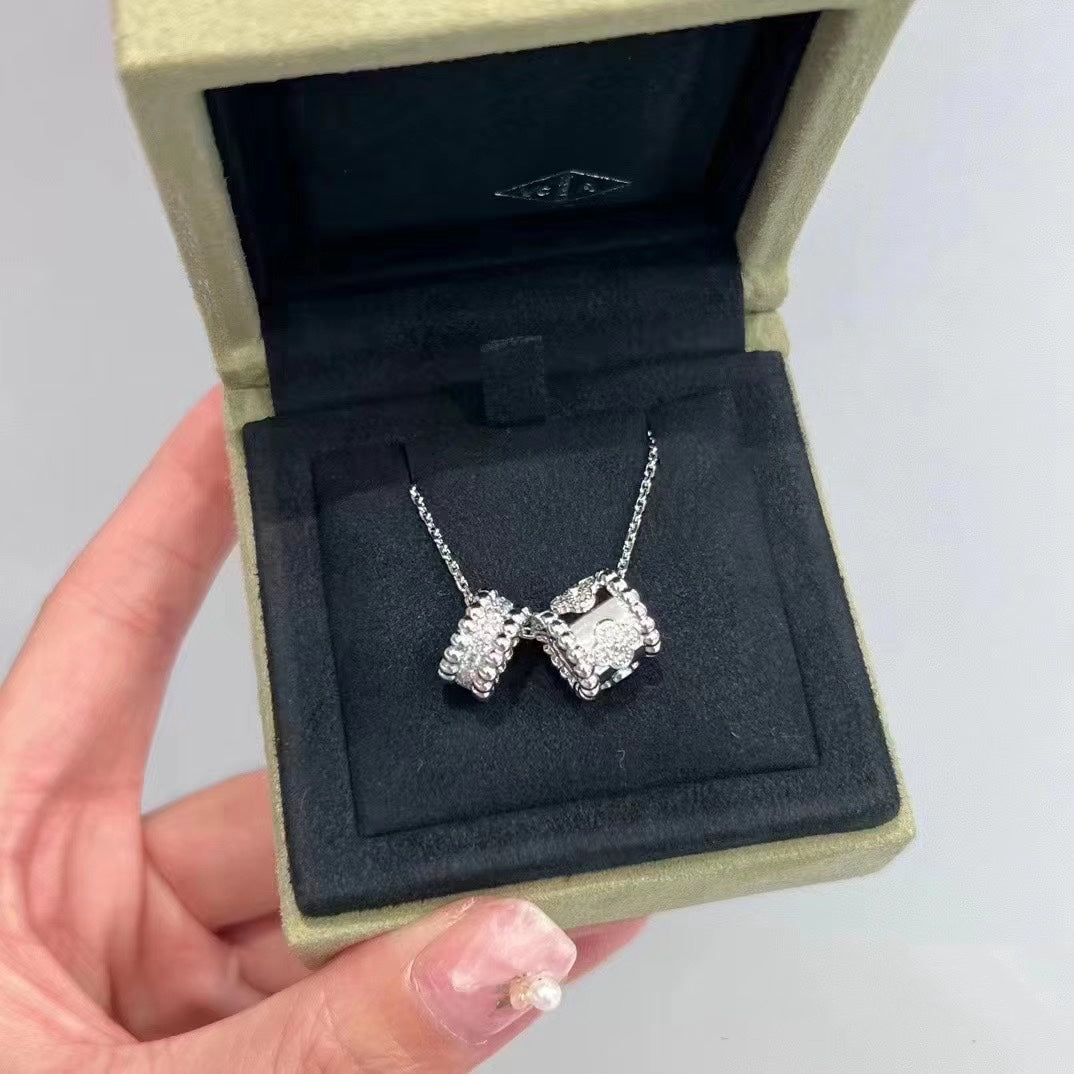 [Resenly Jewelry]ペルレ ダブル ペンダント シルバー ダイヤモンド ネックレス