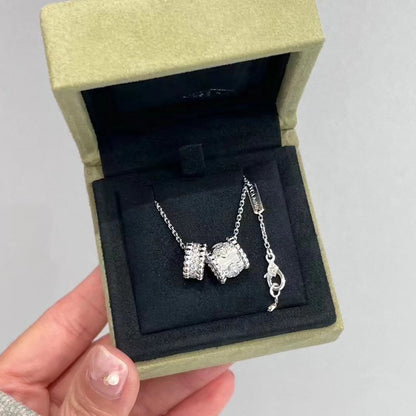 [Resenly Jewelry]ペルレ ダブル ペンダント シルバー ダイヤモンド ネックレス