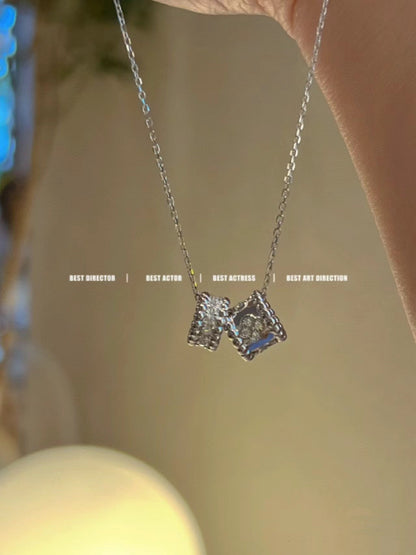 [Resenly Jewelry]ペルレ ダブル ペンダント シルバー ダイヤモンド ネックレス