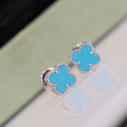 [Resenly Jewelry] クローバー ミニ ターコイズ シルバー スタッドピアス