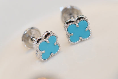 [Resenly Jewelry] クローバー ミニ ターコイズ シルバー スタッドピアス