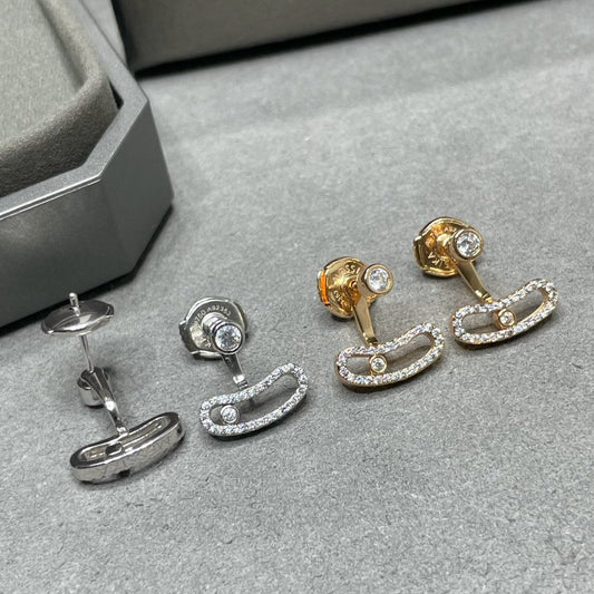 [Resenly Jewelry]MOVE UNO PINK GOLD DIAMOND EARRINGS