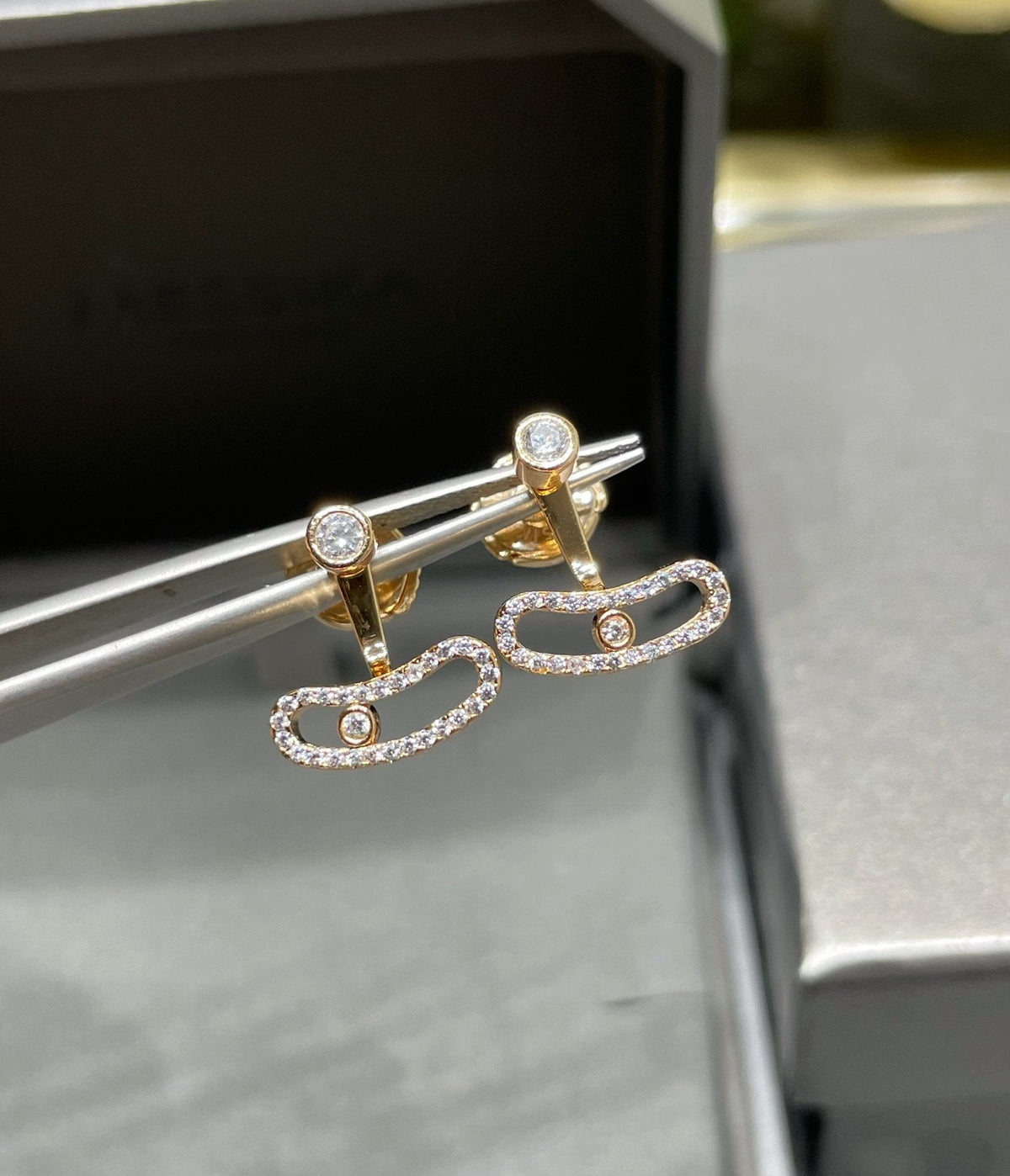[Resenly Jewelry]MOVE UNO PINK GOLD DIAMOND EARRINGS
