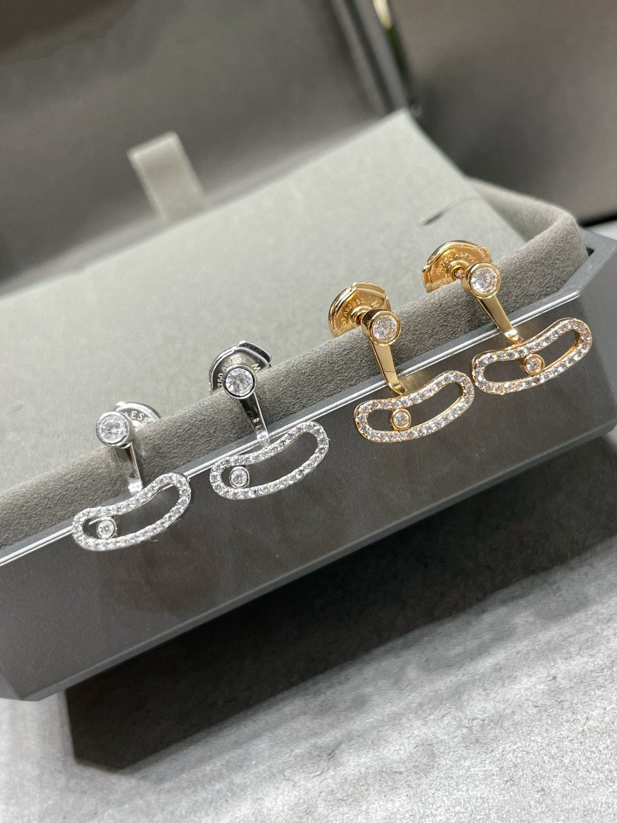 [Resenly Jewelry]MOVE UNO PINK GOLD DIAMOND EARRINGS
