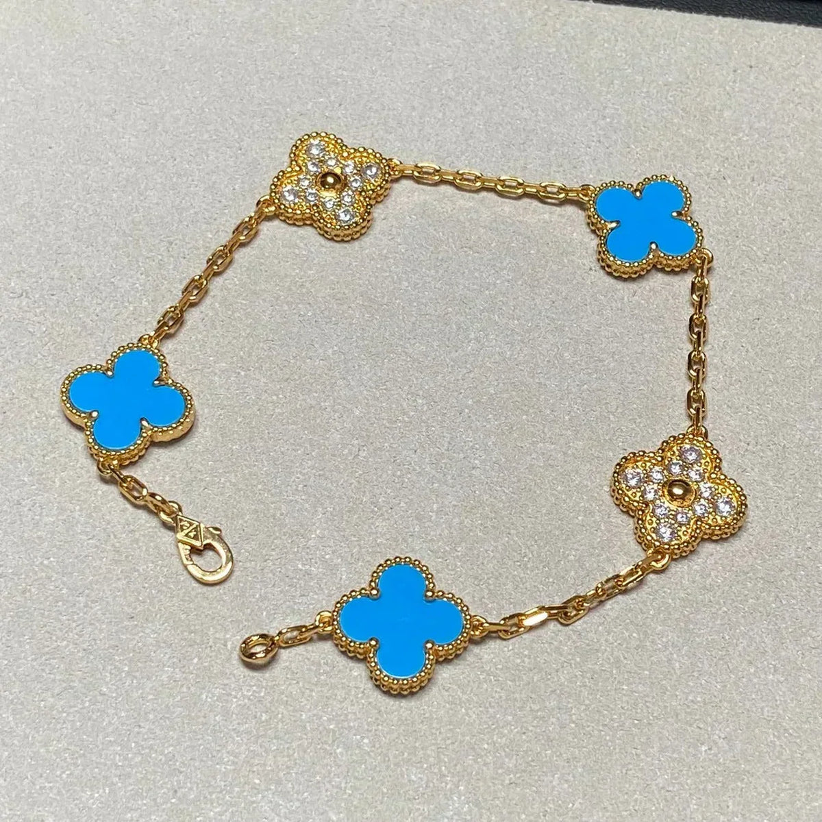 [Resenly Jewelry] クローバー 5モチーフ ブルーアゲート ブレスレット コレクション