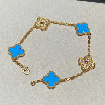 [Resenly Jewelry] クローバー 5モチーフ ブルーアゲート ブレスレット コレクション