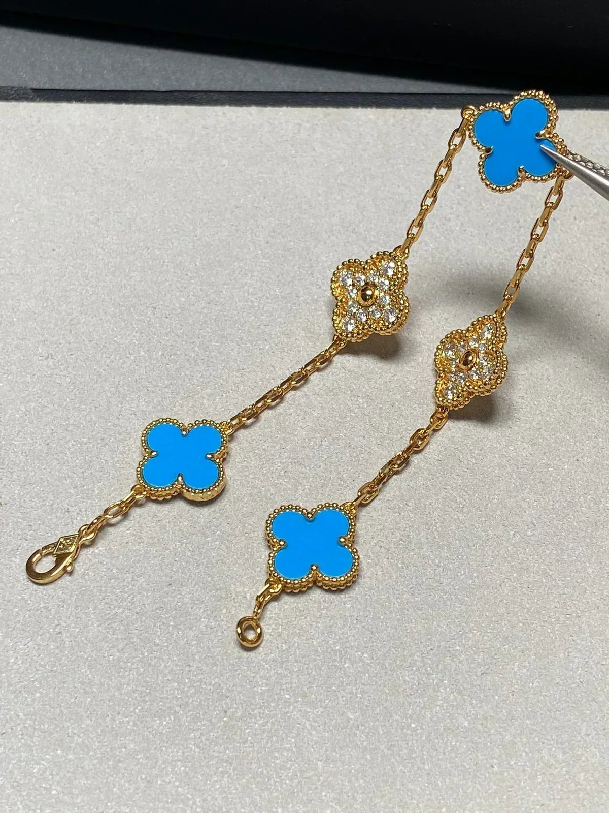 [Resenly Jewelry] クローバー 5モチーフ ブルーアゲート ブレスレット コレクション
