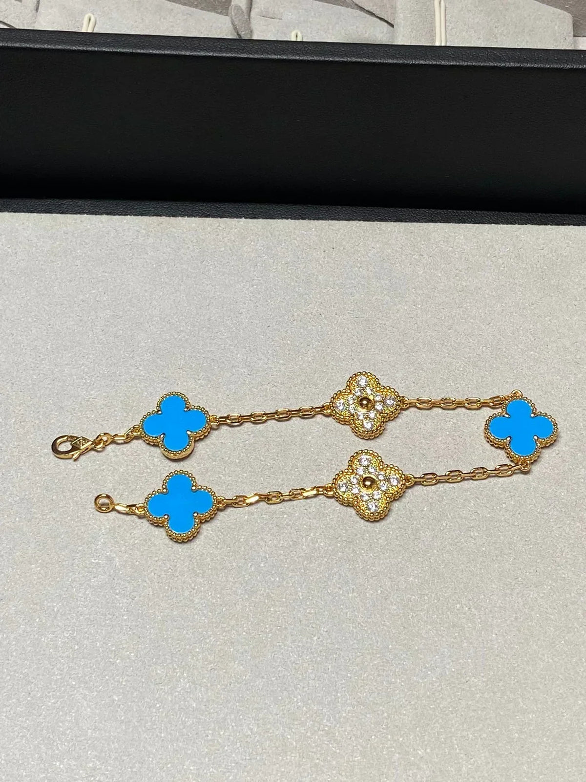 [Resenly Jewelry] クローバー 5モチーフ ブルーアゲート ブレスレット コレクション