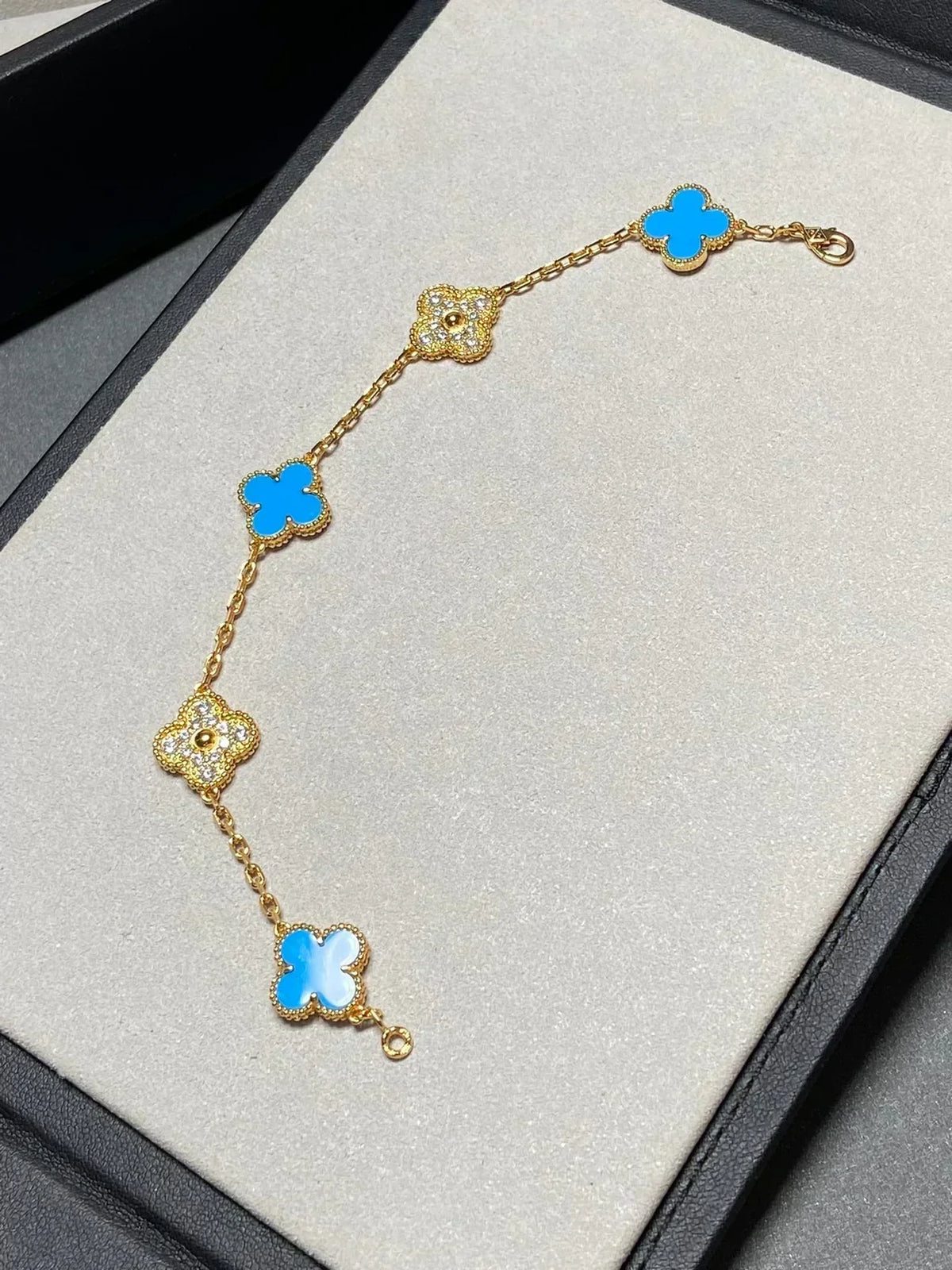 [Resenly Jewelry] クローバー 5モチーフ ブルーアゲート ブレスレット コレクション