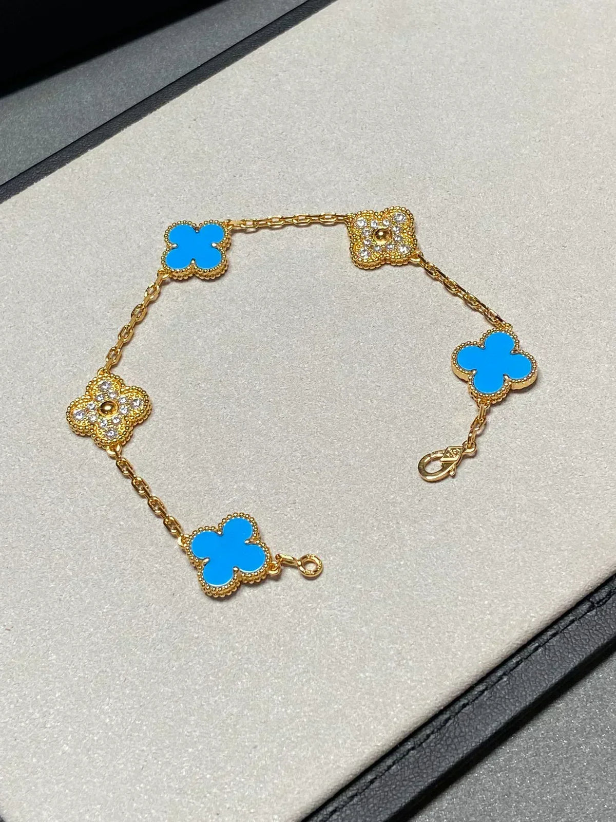[Resenly Jewelry] クローバー 5モチーフ ブルーアゲート ブレスレット コレクション