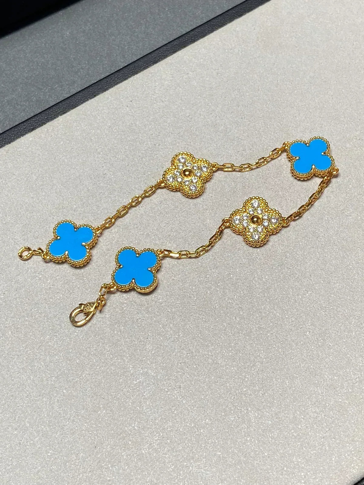 [Resenly Jewelry] クローバー 5モチーフ ブルーアゲート ブレスレット コレクション