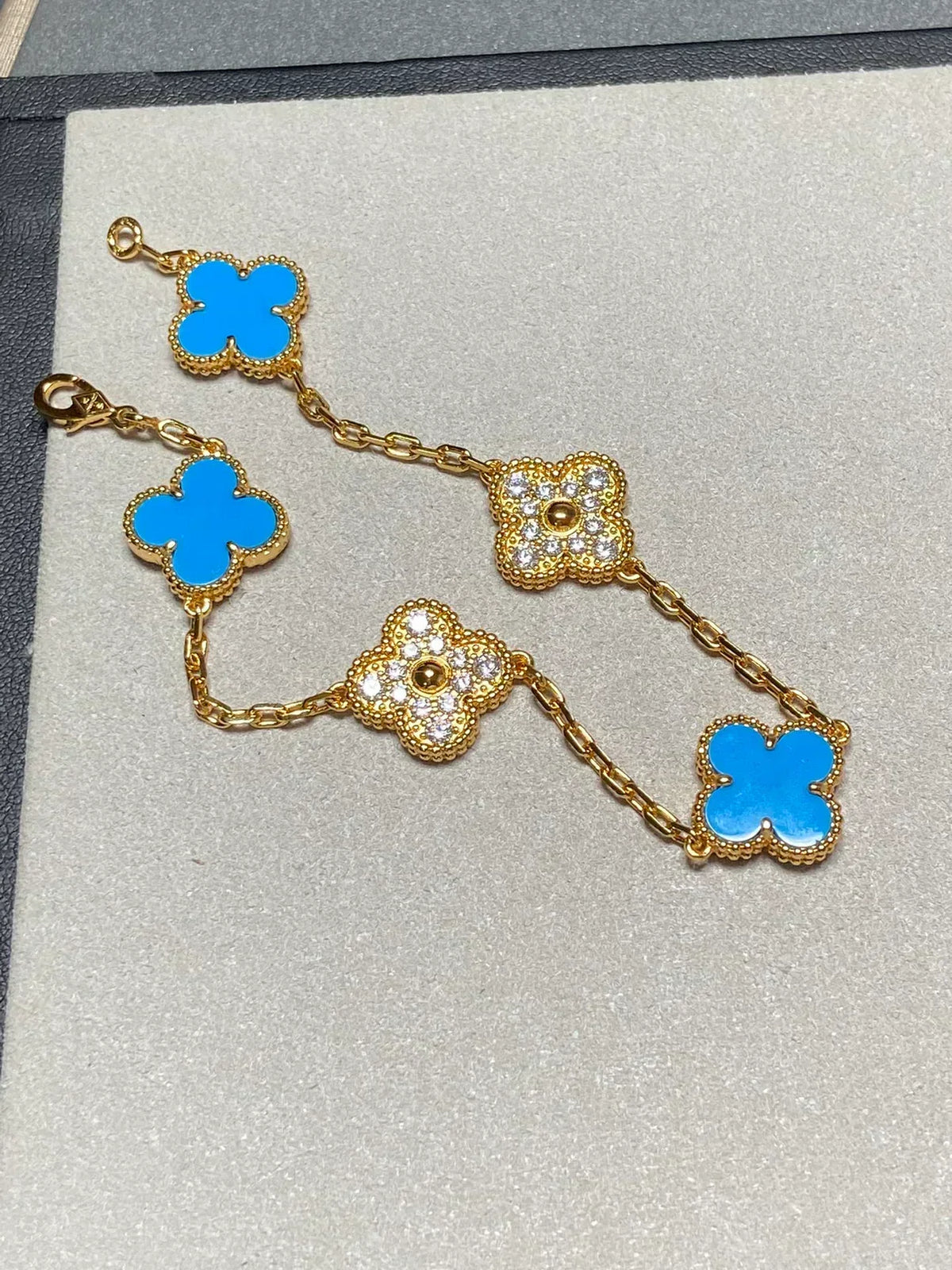 [Resenly Jewelry] クローバー 5モチーフ ブルーアゲート ブレスレット コレクション