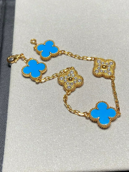[Resenly Jewelry] クローバー 5モチーフ ブルーアゲート ブレスレット コレクション