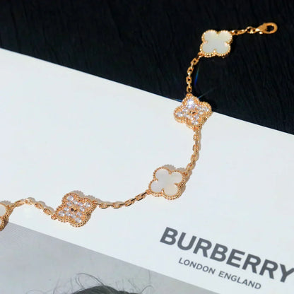 [Resenly Jewelry]CLOVER WHITE PEARL MOP 5 MOTIF BRACELET COLLECTION