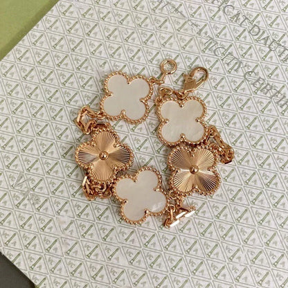 [Resenly Jewelry]CLOVER WHITE PEARL MOP 5 MOTIF BRACELET COLLECTION