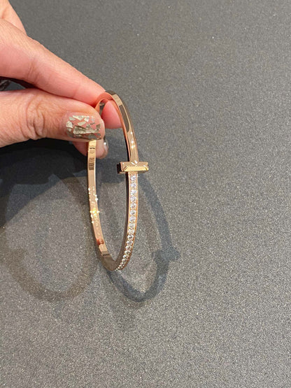 [Resenly Jewelry]ナロー T1 ヒンジ バングル ダイヤモンド ピンクゴールド