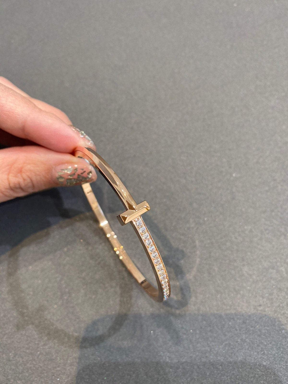 [Resenly Jewelry]ナロー T1 ヒンジ バングル ダイヤモンド ピンクゴールド