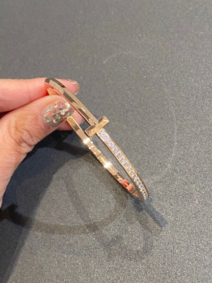 [Resenly Jewelry]ナロー T1 ヒンジ バングル ダイヤモンド ピンクゴールド