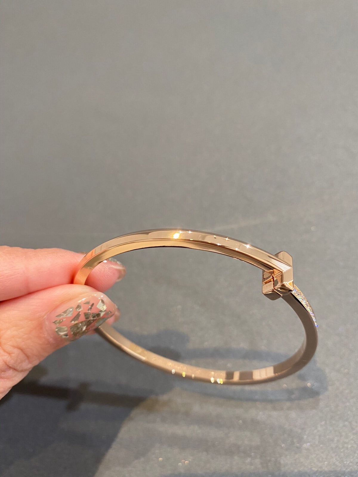 [Resenly Jewelry]ナロー T1 ヒンジ バングル ダイヤモンド ピンクゴールド