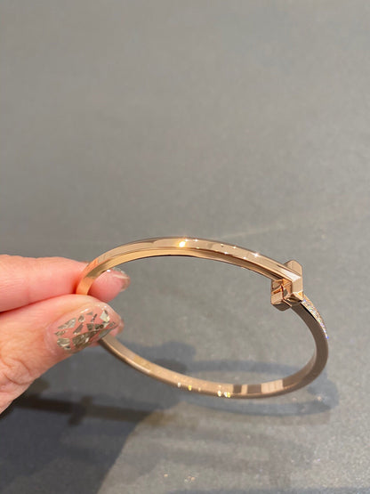 [Resenly Jewelry]ナロー T1 ヒンジ バングル ダイヤモンド ピンクゴールド