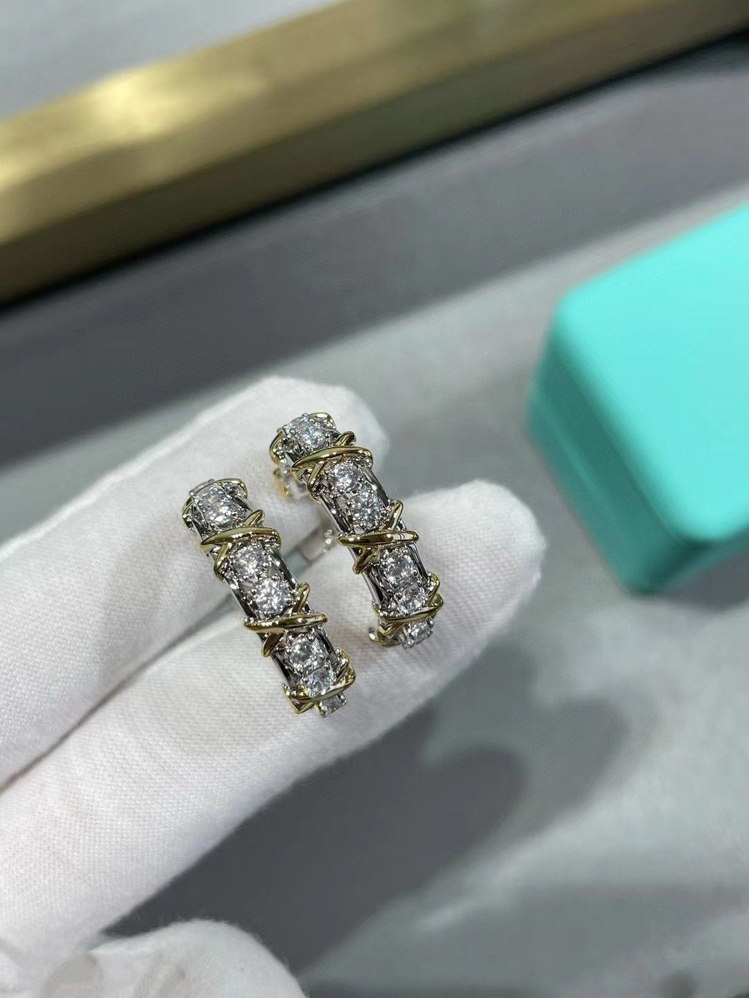 [Resenly Jewelry]シュランバージェ ゴールド ダイヤモンド イヤリング