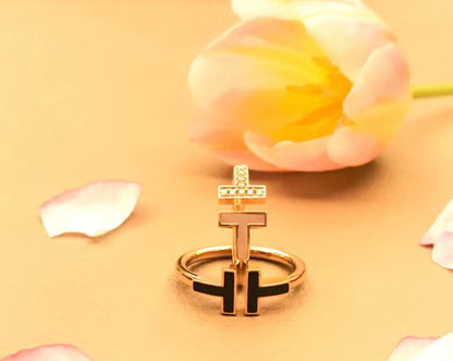 [Resenly Jewelry]T SMALL ONYX PINK GOLD RING