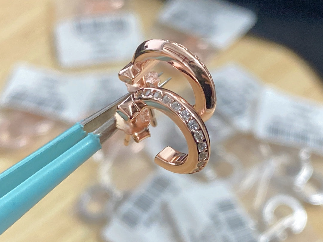 [Resenly Jewelry]T1 フープ ダイヤモンド イヤリング