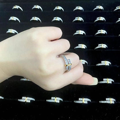 [Resenly Jewelry]エッジ ゴールド シルバー ダイヤモンド リング