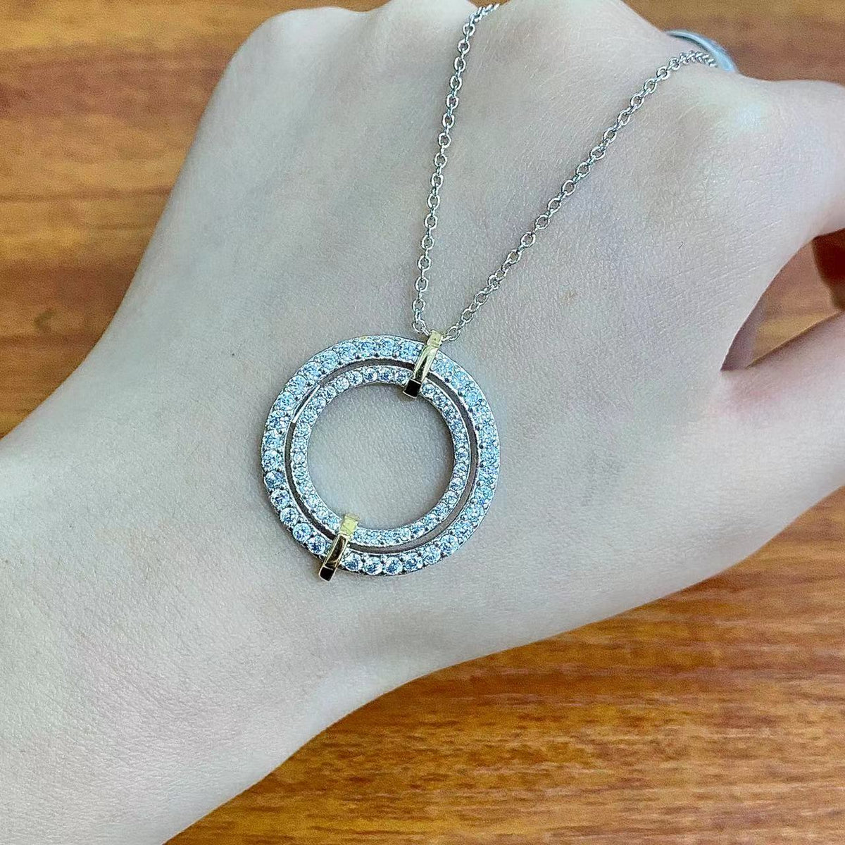 [Resenly Jewelry]EDGE DIAMOND GOLD SILVER NECKLACE