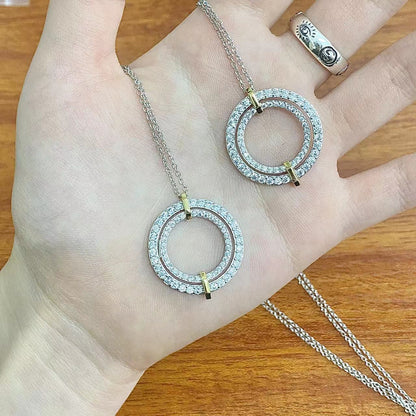 [Resenly Jewelry]EDGE DIAMOND GOLD SILVER NECKLACE