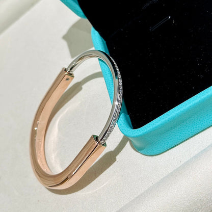[Resenly Jewelry]LOCK PINK GOLD SILVER DIAMOND BRACELET